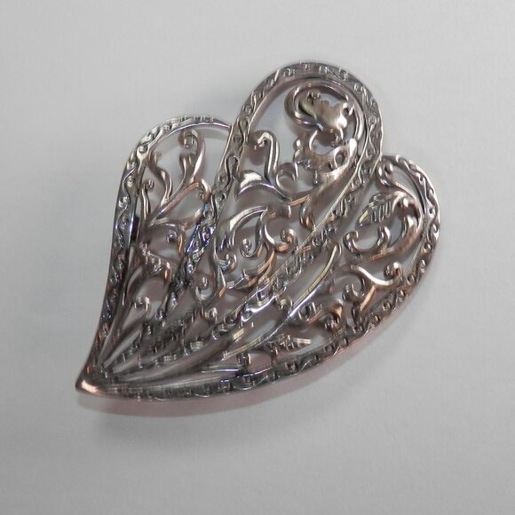 Doug Paulus DP 925 India Sterling Silver Ornate Scroll Shell Fan Pin 2.5" Brooch - Picture 2 of 7